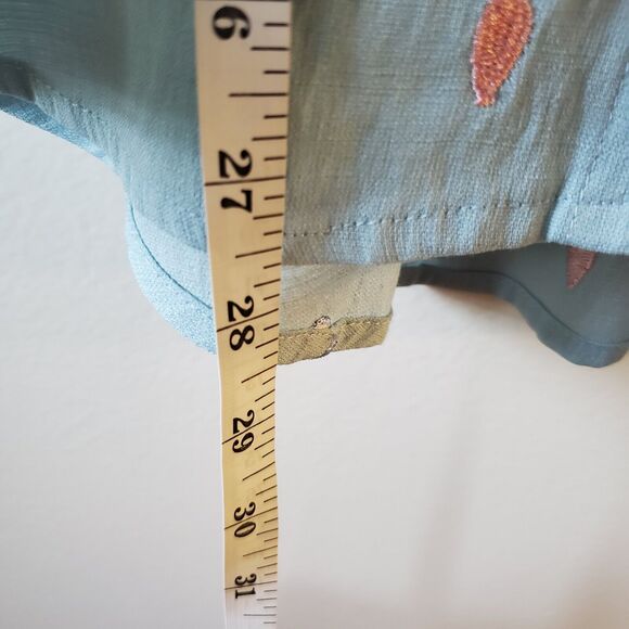 Cirana Button Up Top Womans XL Embrolidred Sky Blue Lace Insets - Picture 14 of 14